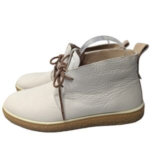 Ecco Women Chukka Boots Crepetray Crepe Soles White Lace Up Size 9 EU 40